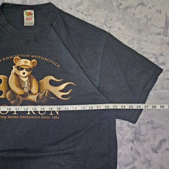 Y2K Edmonton Motorcycle Toy Run Santa Anonymous Christmas Graphic Shirt Men’s XL - Picture 6 of 7